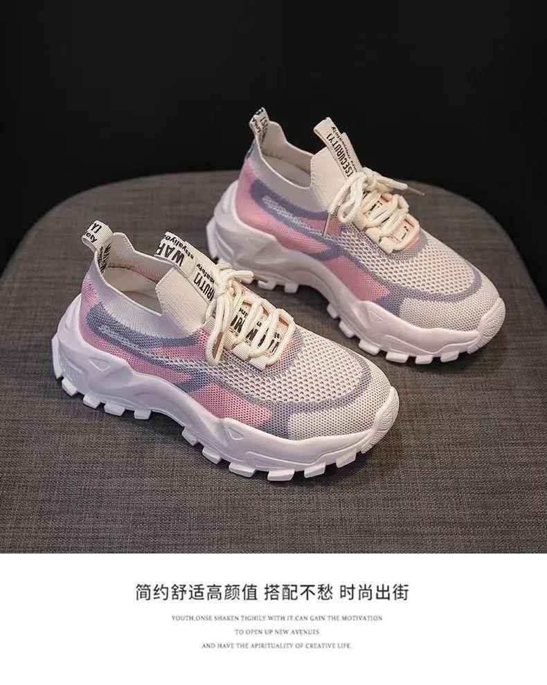 New Women's Casual Shoes Ultra Light Summer Breathable Fly Woven Mesh Shoes for Girls and Students Outdoor Running Sports Shoes