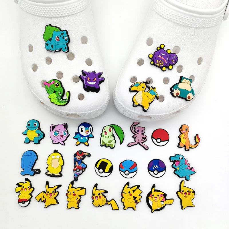 27PCS/set Pokemon Shoe Charms Cute Cartoon For Clogs Sandals Bag Funny Shoe Accessories Party Gifts For Women Men