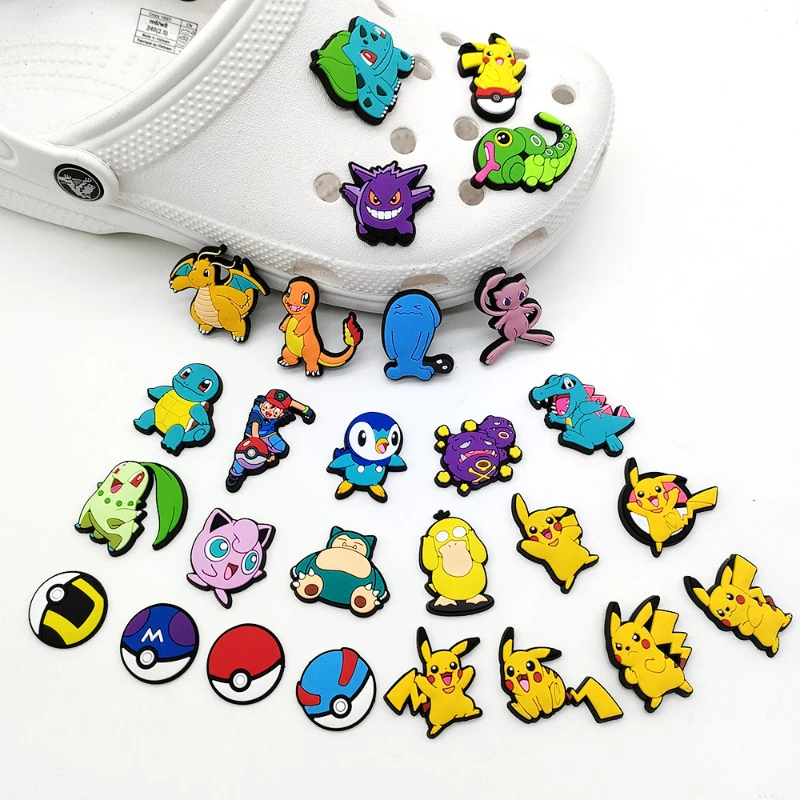 27PCS/set Pokemon Shoe Charms Cute Cartoon For Clogs Sandals Bag Funny Shoe Accessories Party Gifts For Women Men