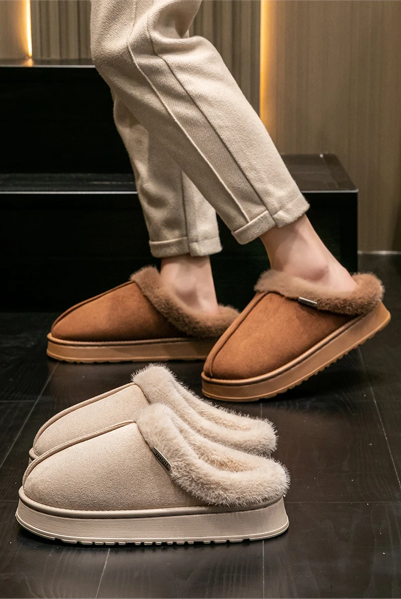 Women Fluffy Slippers for Autumn Winter Indoor EVA Thick Sole Anti-Slip Warm Unisex House Shoes