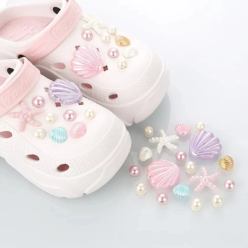 18pcs Starfish Shell Marine Series Shoe Charms Accessories for Clogs Slide Sandals Shoe Decoration Buckle Pins Boys Girls Gifts