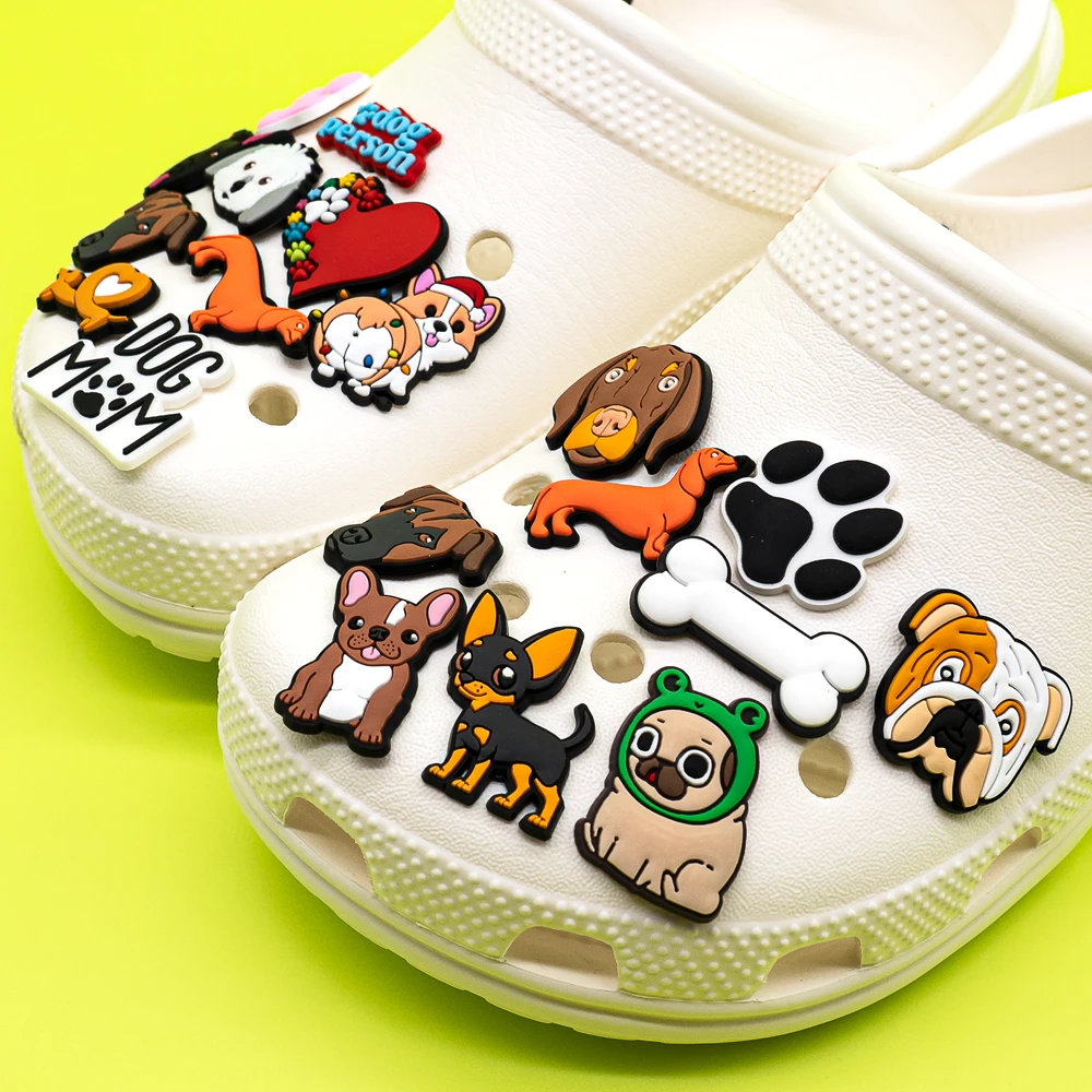 1pcs PVC Dog Dachshund Corgi Paw Shoe Charms Shoe Decorations Accessories Pins for Women Men Kids Gift,Bulldog Clog Buckles