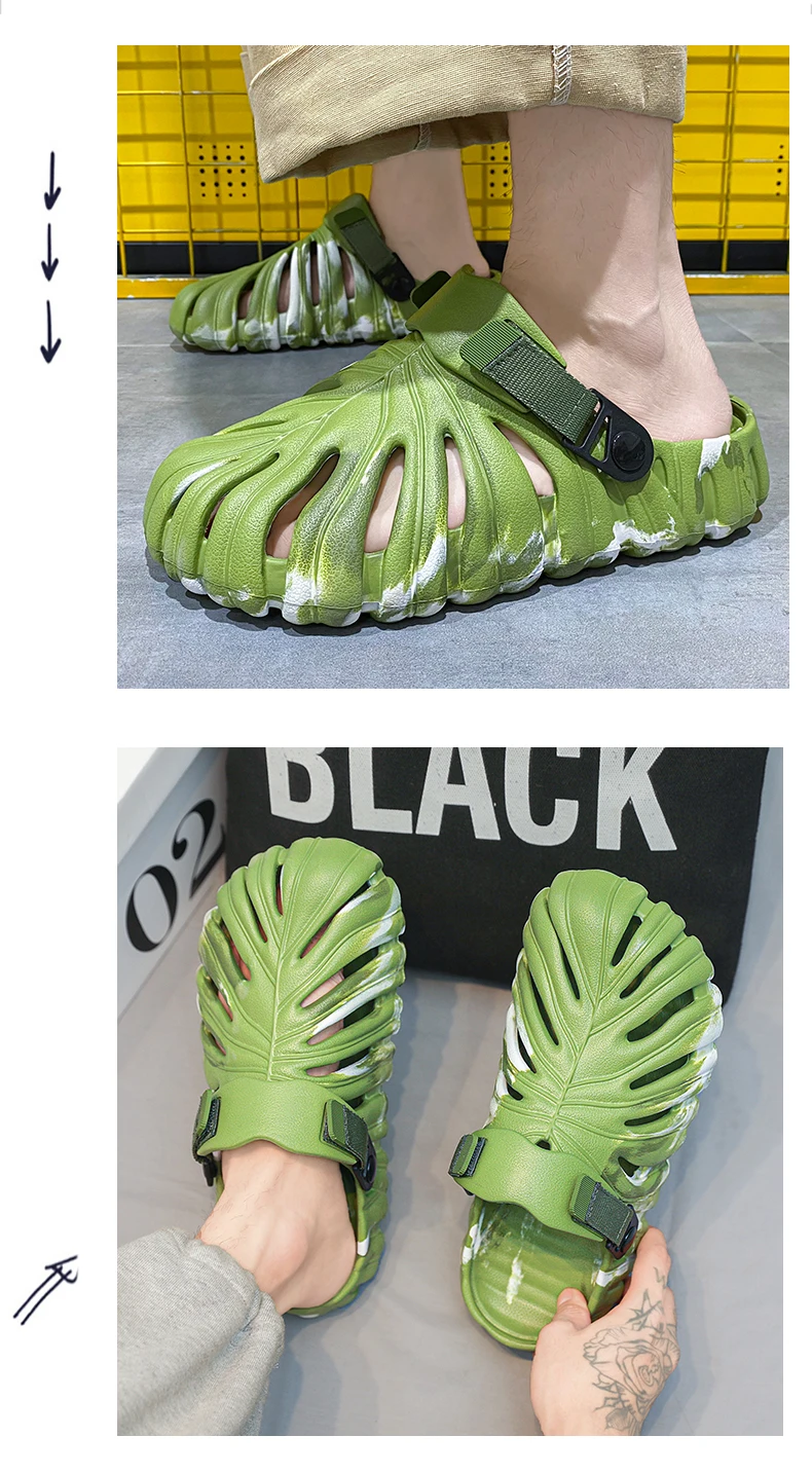 Men Women Summer Slippers Camouflage Leaves Sandals Creative Outdoor Beach Shoes Lovers Casual Home Slides Loafers Platform