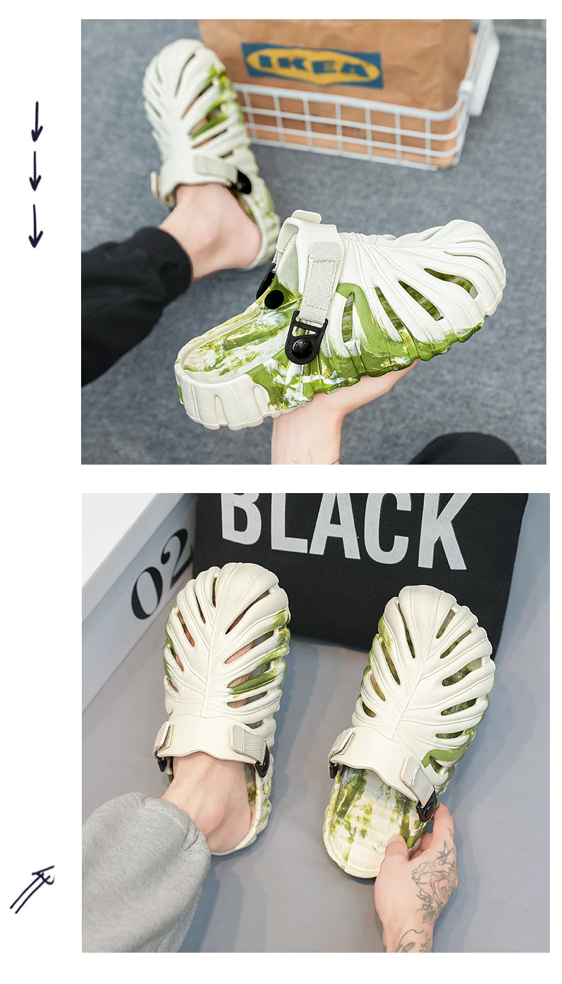 Men Women Summer Slippers Camouflage Leaves Sandals Creative Outdoor Beach Shoes Lovers Casual Home Slides Loafers Platform