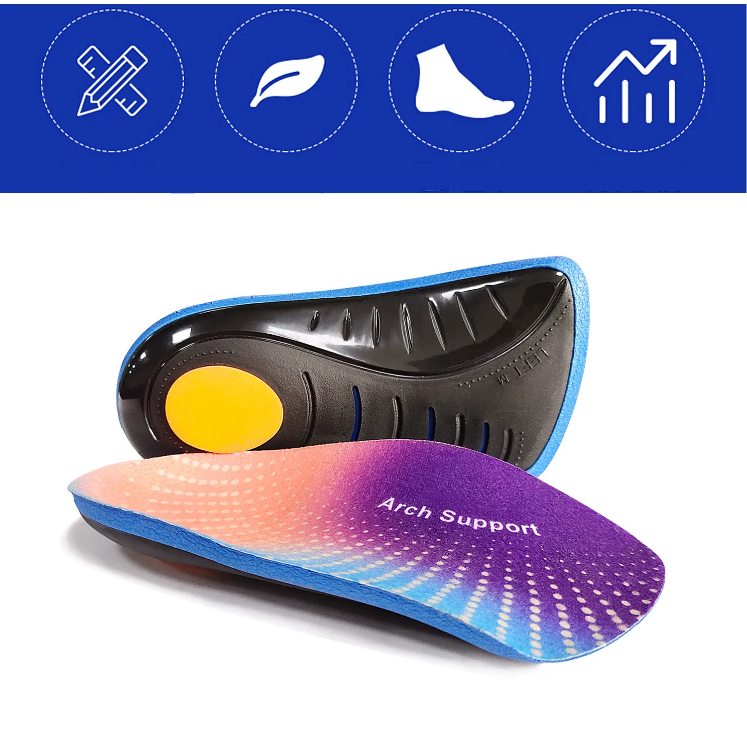 New Orthopedic Insoles Orthotics Flat Foot Health Sole Pad Insert Arch Support Pad For Plantar Fasciitis Feet Care Insoles