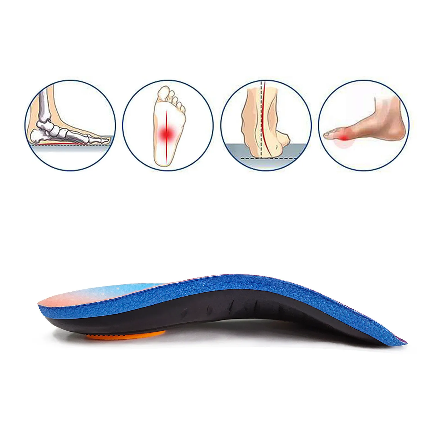 New Orthopedic Insoles Orthotics Flat Foot Health Sole Pad Insert Arch Support Pad For Plantar Fasciitis Feet Care Insoles