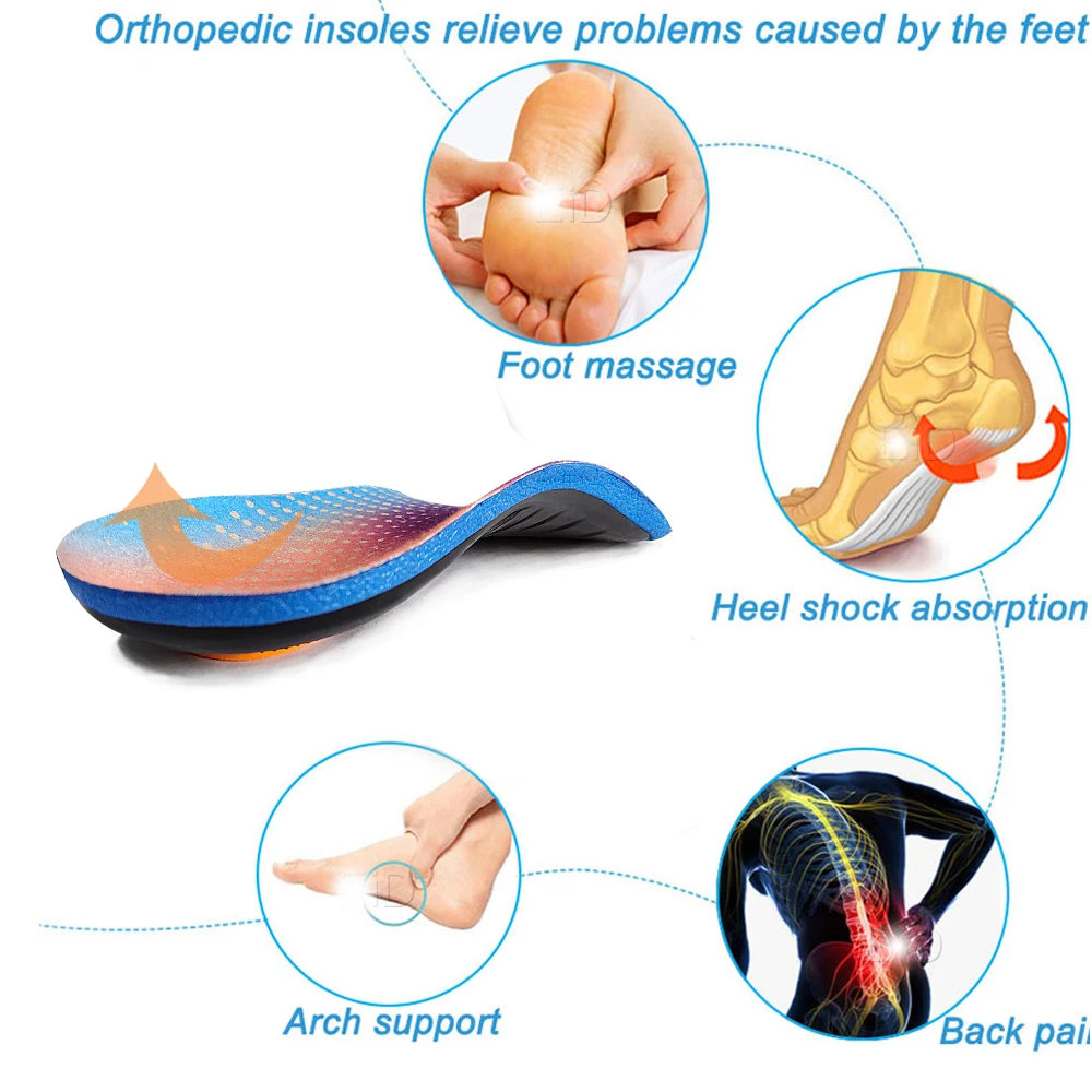 New Orthopedic Insoles Orthotics Flat Foot Health Sole Pad Insert Arch Support Pad For Plantar Fasciitis Feet Care Insoles
