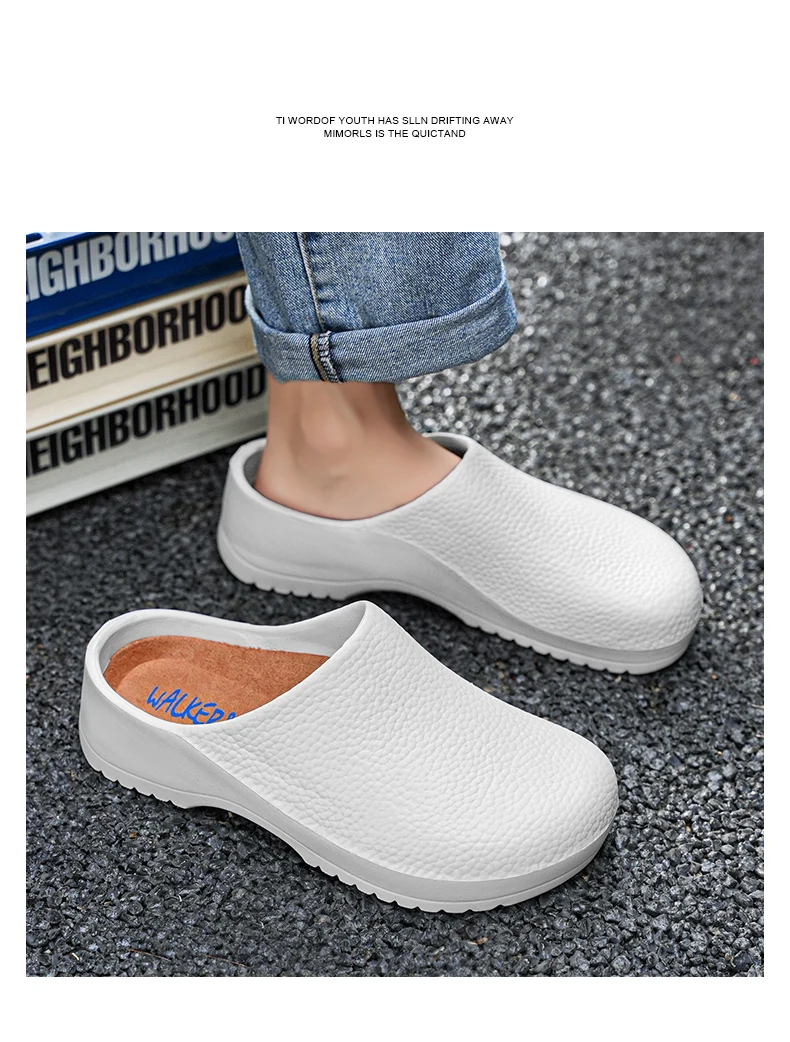 Men Sandals Garden Clogs Waterproof Anti-Slip Oil-Resistant Chef Shoes Comfortable Slippers Women Workers Outdoor Fishing Shoes