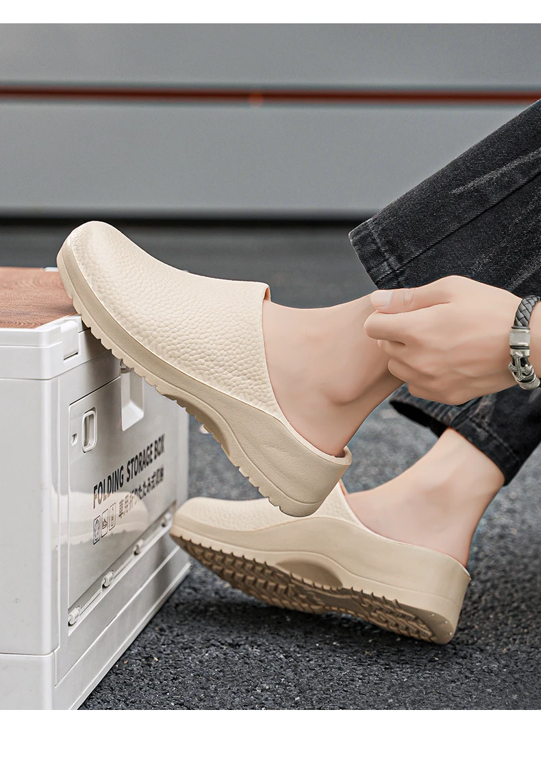 Men Sandals Garden Clogs Waterproof Anti-Slip Oil-Resistant Chef Shoes Comfortable Slippers Women Workers Outdoor Fishing Shoes