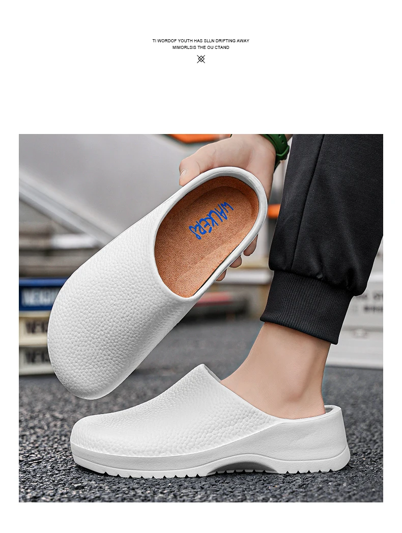 Men Sandals Garden Clogs Waterproof Anti-Slip Oil-Resistant Chef Shoes Comfortable Slippers Women Workers Outdoor Fishing Shoes