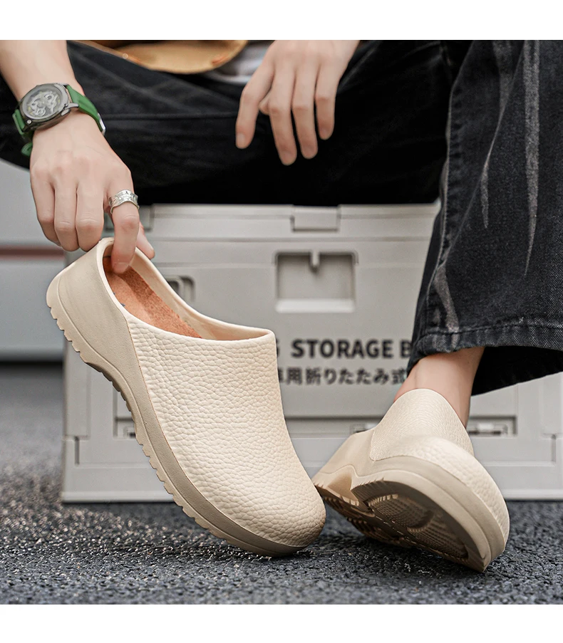 Men Sandals Garden Clogs Waterproof Anti-Slip Oil-Resistant Chef Shoes Comfortable Slippers Women Workers Outdoor Fishing Shoes