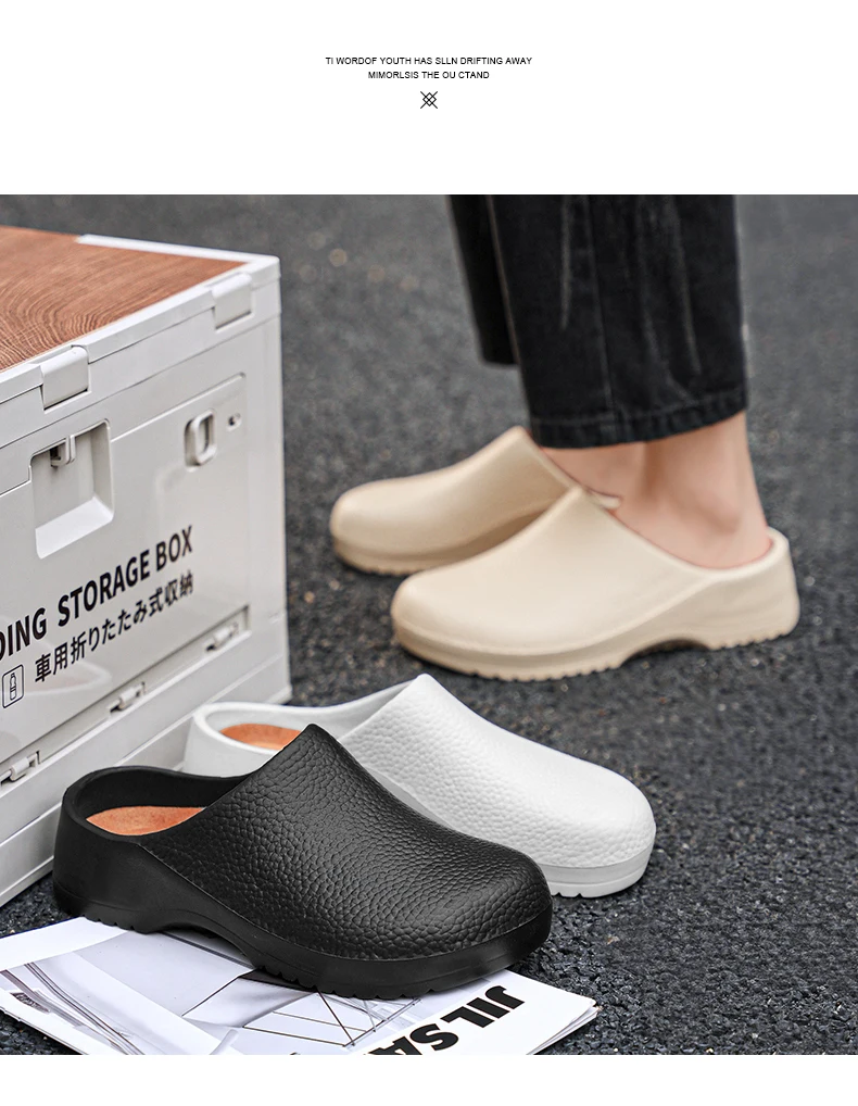 Men Sandals Garden Clogs Waterproof Anti-Slip Oil-Resistant Chef Shoes Comfortable Slippers Women Workers Outdoor Fishing Shoes