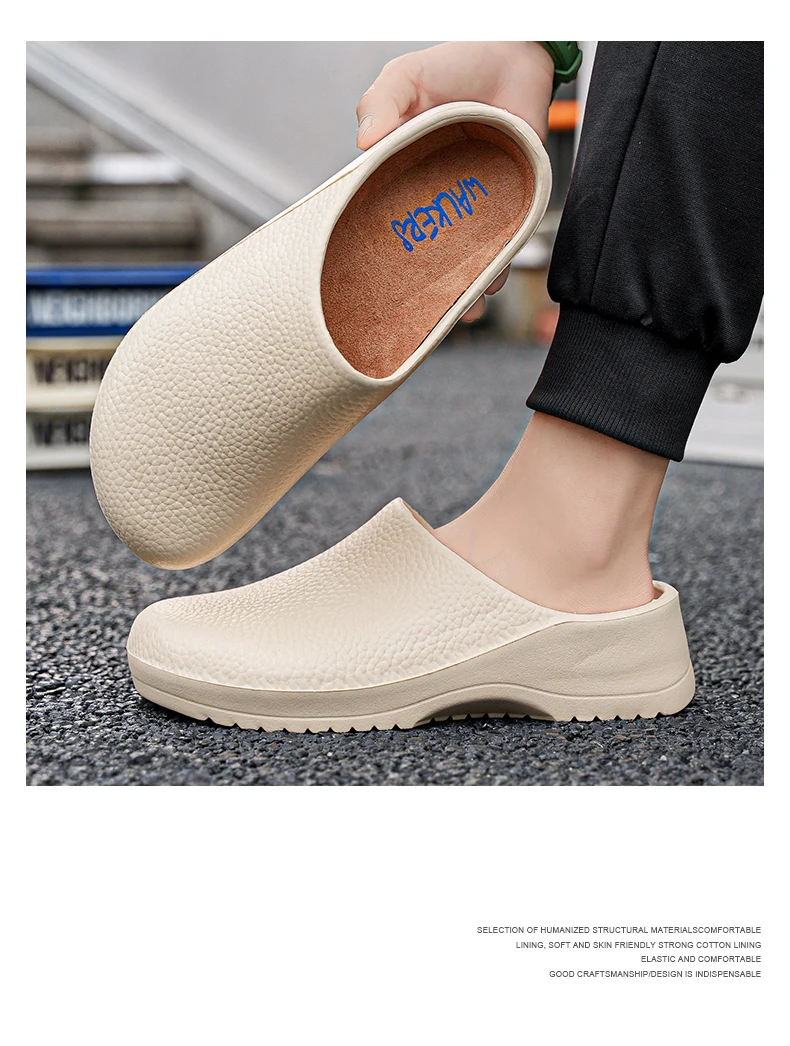 Men Sandals Garden Clogs Waterproof Anti-Slip Oil-Resistant Chef Shoes Comfortable Slippers Women Workers Outdoor Fishing Shoes