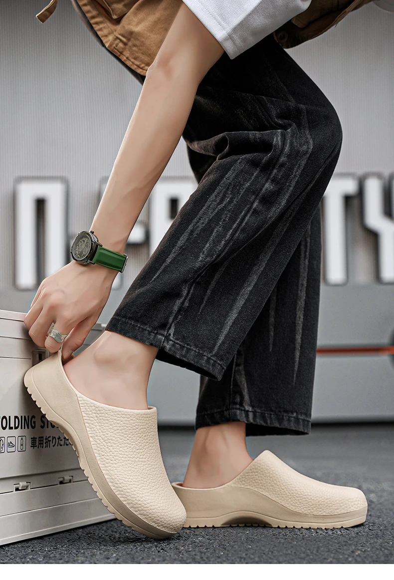 Men Sandals Garden Clogs Waterproof Anti-Slip Oil-Resistant Chef Shoes Comfortable Slippers Women Workers Outdoor Fishing Shoes