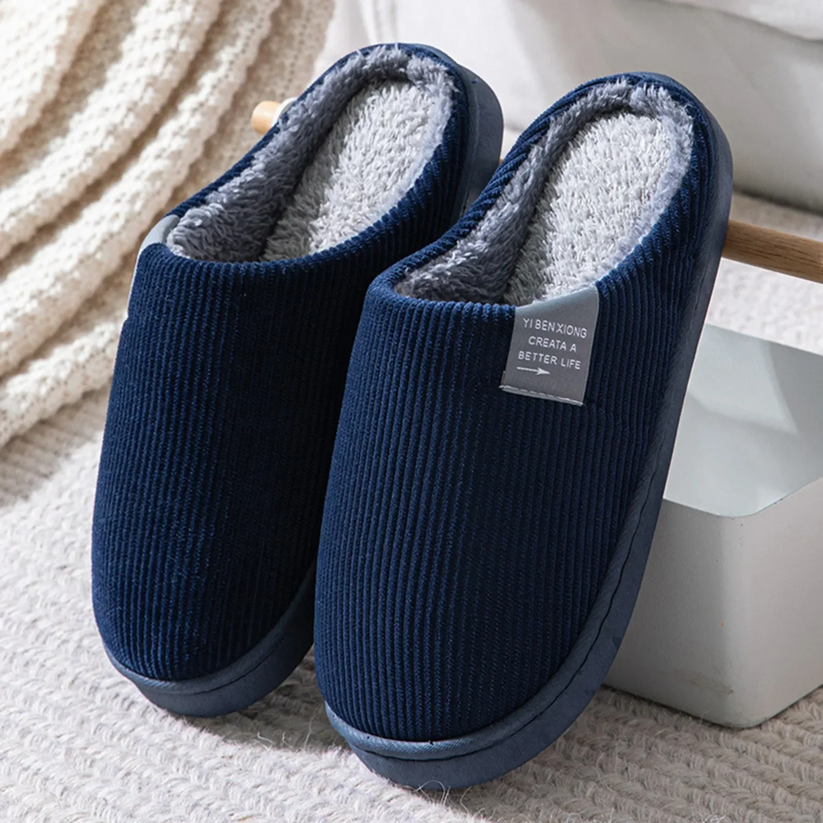 NEW Women's Men's Casual Thick Soft Bottom Home Slippers Household Plush Slippers Anti-slip Thermal Slippers Indoor Winter Flats