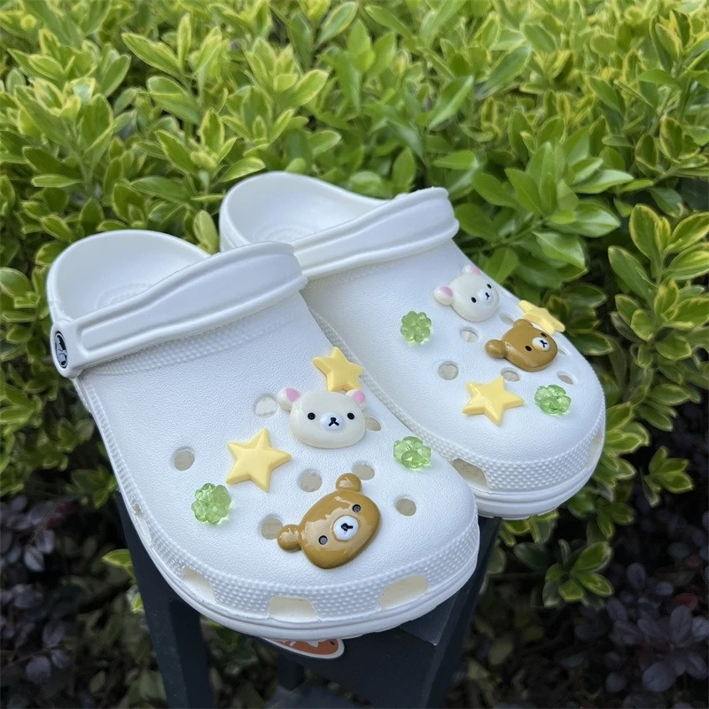 Mesuca 10pcs Shoes Charms Removable Bear Stars Shoe Accessories for Girls Cotton Shoes Clogs DIY Halloween X-mas Party Gifts