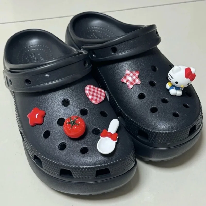 Sweet & Cool Hello Kitty Set DIY Shoe Charms Tomato Red Garden Accessories Buckle Fit Clogs Sandals Decorate Party Gifts