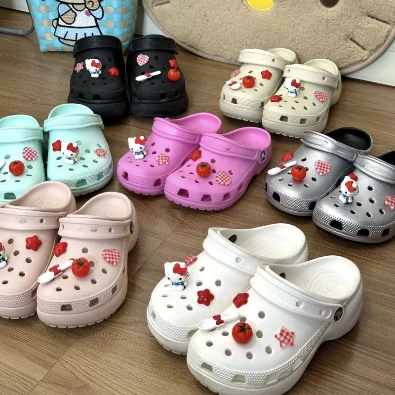 Sweet & Cool Hello Kitty Set DIY Shoe Charms Tomato Red Garden Accessories Buckle Fit Clogs Sandals Decorate Party Gifts