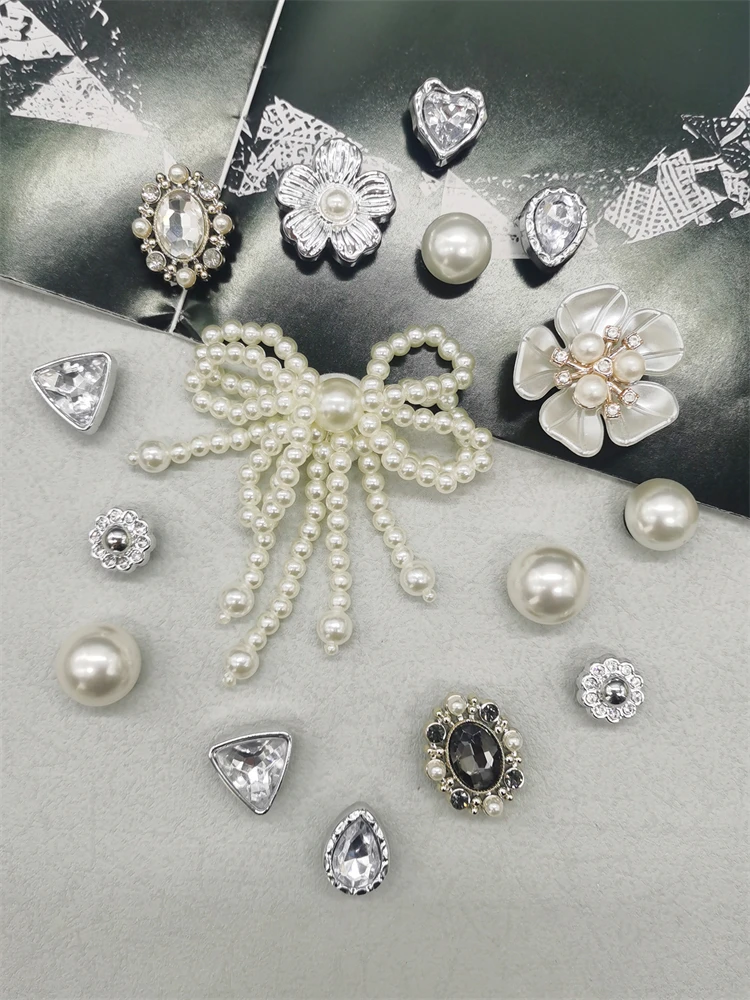 16PCS DIY Flowers Water Droplet Shoe Charms Decorations Heart Shaped Shoe Buckles Ornament Mutlifunctional Bowknot Shoe Clips