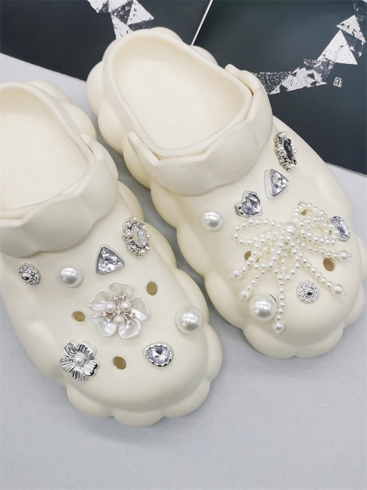 16PCS DIY Flowers Water Droplet Shoe Charms Decorations Heart Shaped Shoe Buckles Ornament Mutlifunctional Bowknot Shoe Clips