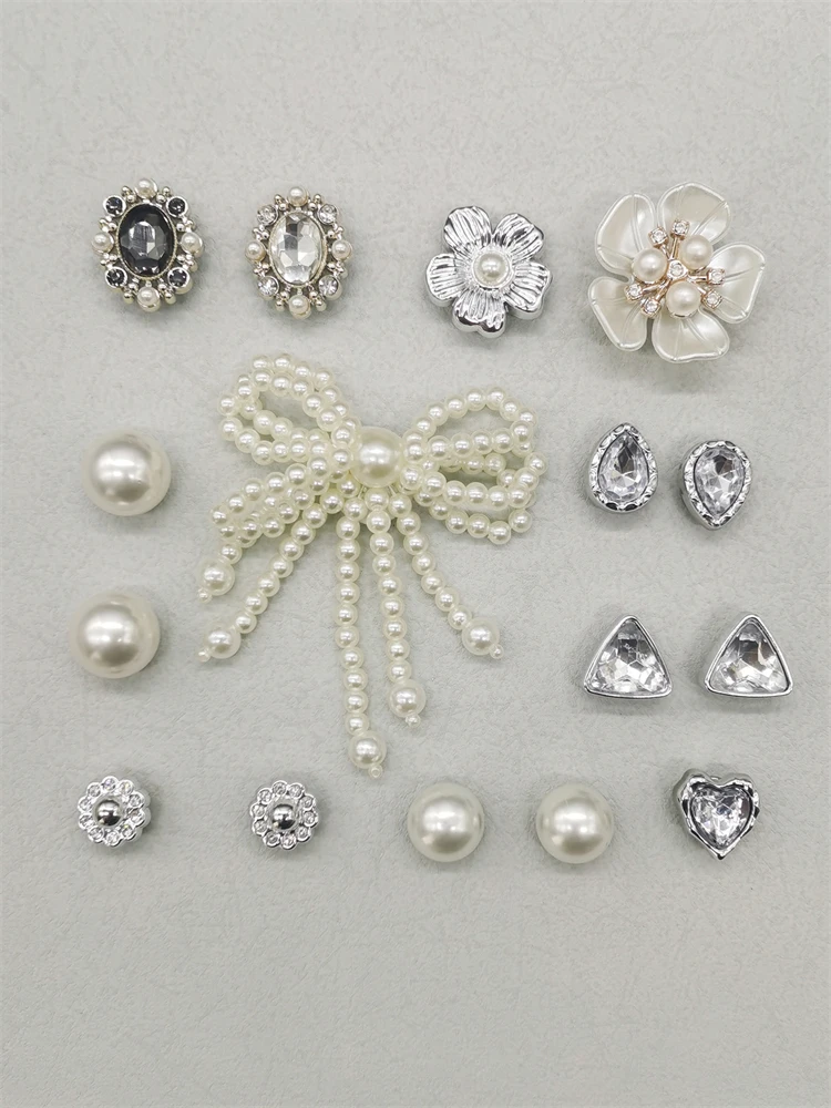 16PCS DIY Flowers Water Droplet Shoe Charms Decorations Heart Shaped Shoe Buckles Ornament Mutlifunctional Bowknot Shoe Clips