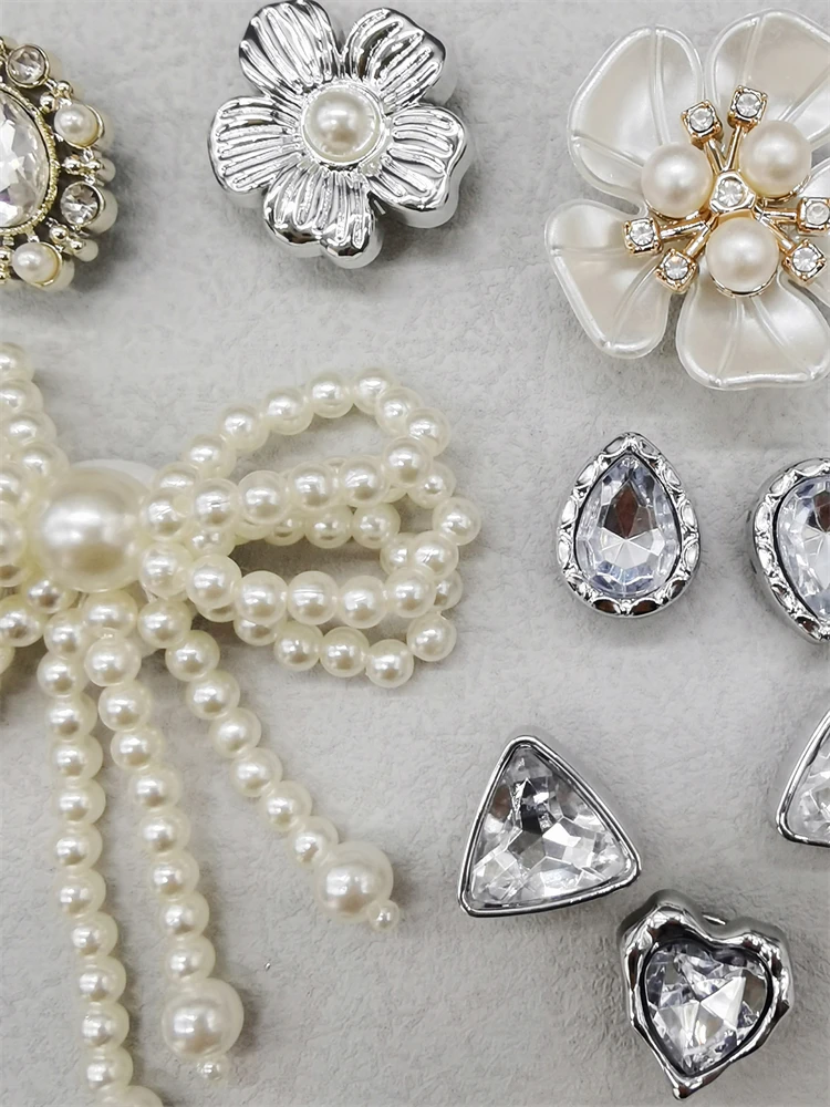 16PCS DIY Flowers Water Droplet Shoe Charms Decorations Heart Shaped Shoe Buckles Ornament Mutlifunctional Bowknot Shoe Clips