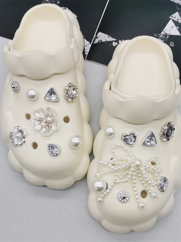 16PCS DIY Flowers Water Droplet Shoe Charms Decorations Heart Shaped Shoe Buckles Ornament Mutlifunctional Bowknot Shoe Clips