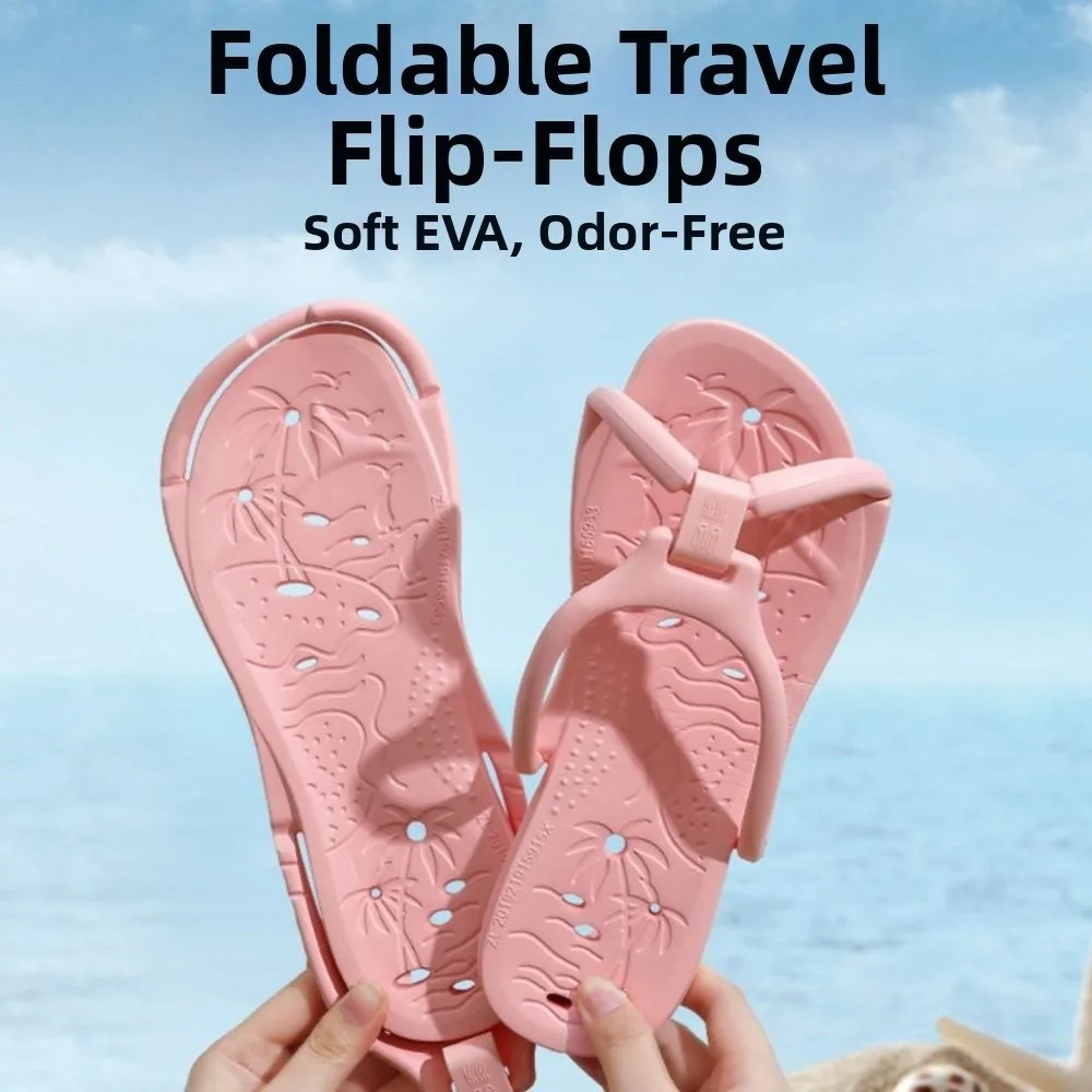 Non-slip Foldable Travel Slippers Lightweight Comfortable EVA Hotel Flip Flops Soft Flat Heels Bathroom Slippers Men and Women