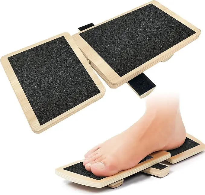 Wooden Single Leg Balance Board Ankle Foot Strengthener Non-slip Adjustable Balance Bars for Sprained Ankle Rehabilitation