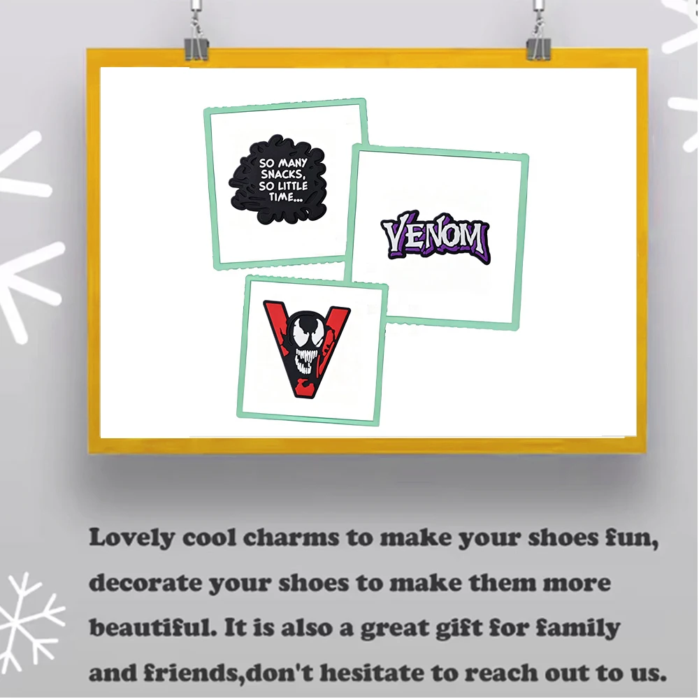 14pcs Mesuca Venom Movie PVC Shoe Charms Cartoon DIY Accessories Sandals Garden Shoes Buckle Decoration for Party Gifts