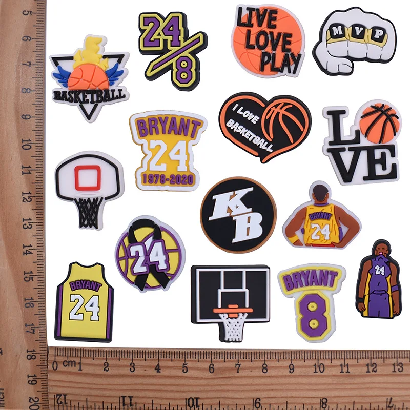 50/25/1Pcs 3D Sports Basketball Series PVC Soft Rubber Shoe Charms For Slides Sandals Decorations Accessories DIY Wholesale