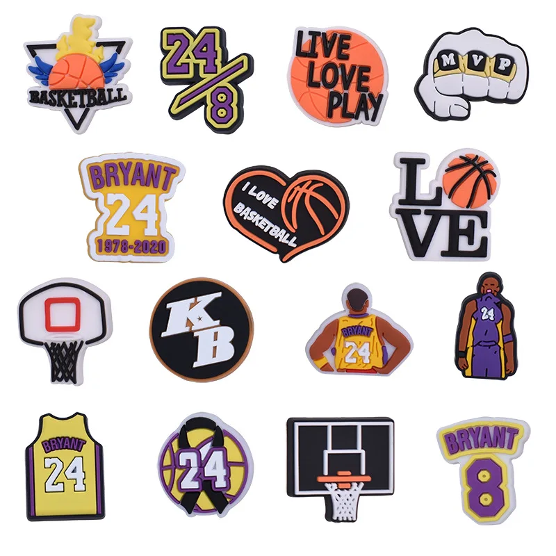 50/25/1Pcs 3D Sports Basketball Series PVC Soft Rubber Shoe Charms For Slides Sandals Decorations Accessories DIY Wholesale