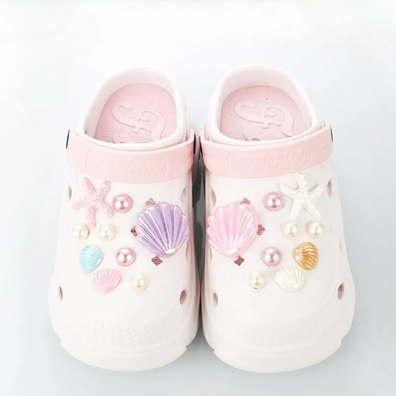 18PCS Shoe Charms for Clogs Slippers DIY Summer Starfish Shell Handicrafts Shoe Decoration Buckle Charms Hole Shoes Accessories