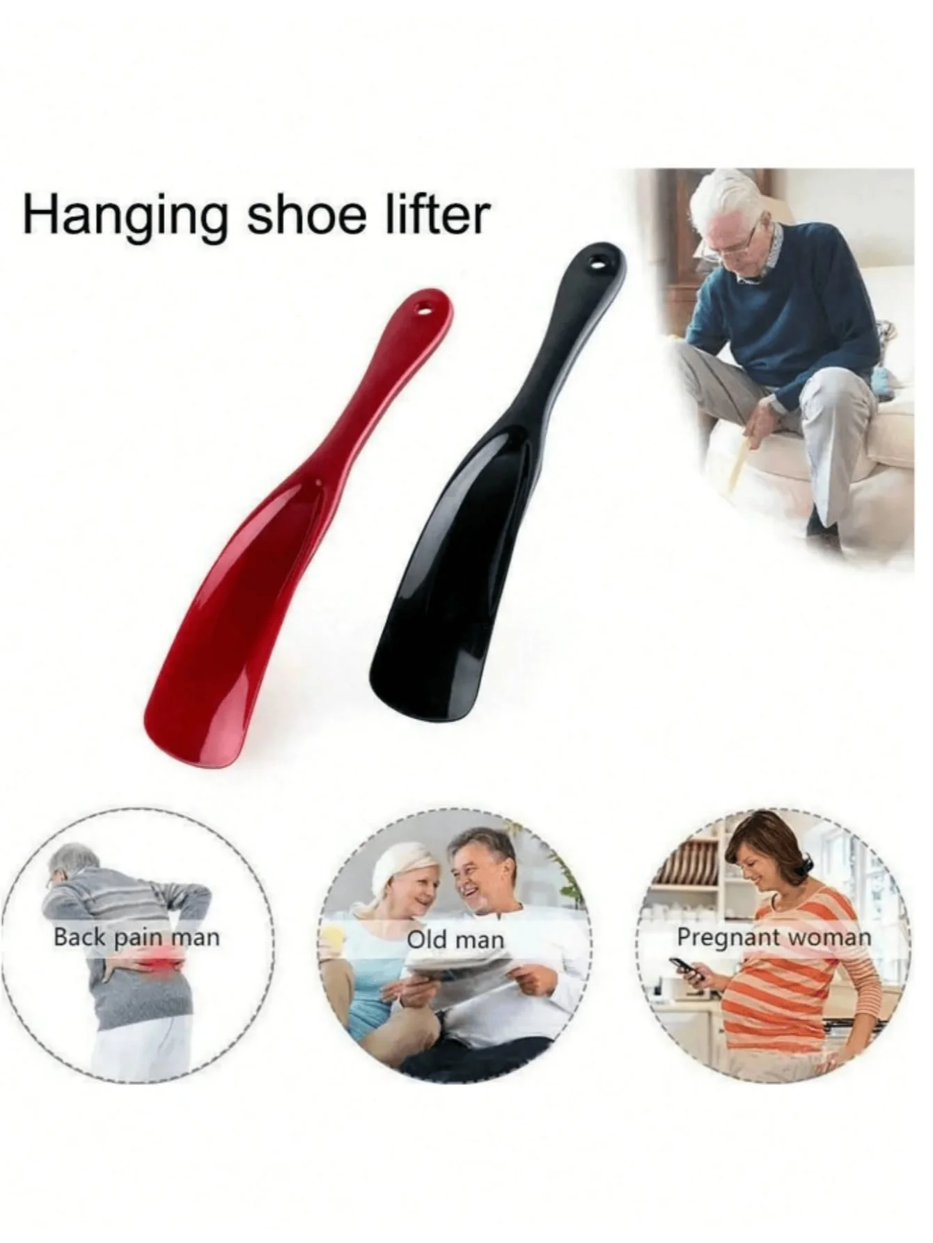 2 portable shoe pullers, hands-free design Suitable for family, traveling, frequent back pain, elderly, pregnant women daily use