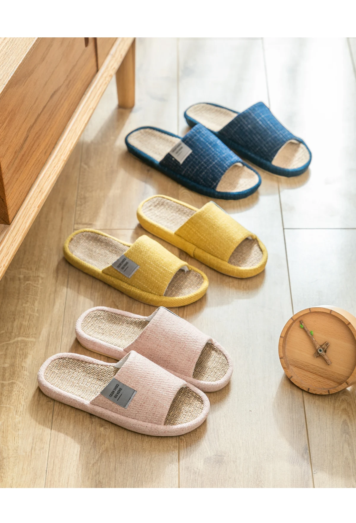 TZLDN Summer Women Home Slippers Linen Summer Lightweight Flat Sandals Breathable Comfortable Non-Slip Slides Indoor Men Slipper