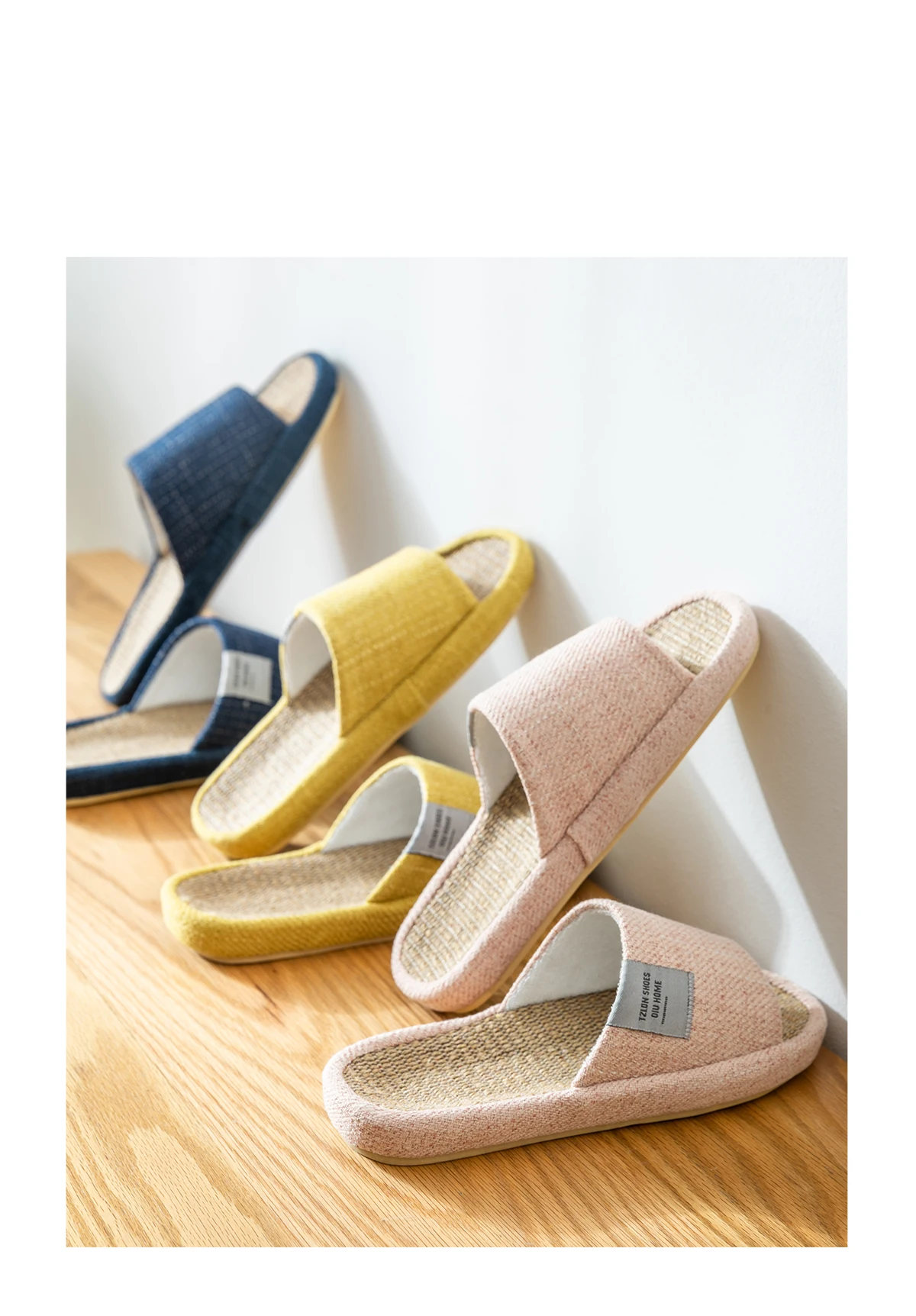 TZLDN Summer Women Home Slippers Linen Summer Lightweight Flat Sandals Breathable Comfortable Non-Slip Slides Indoor Men Slipper