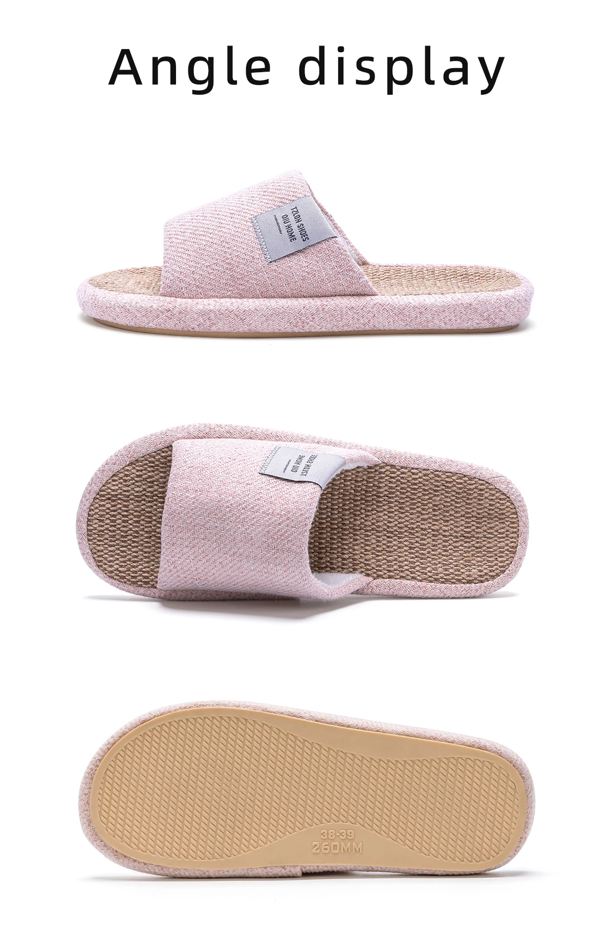 TZLDN Summer Women Home Slippers Linen Summer Lightweight Flat Sandals Breathable Comfortable Non-Slip Slides Indoor Men Slipper