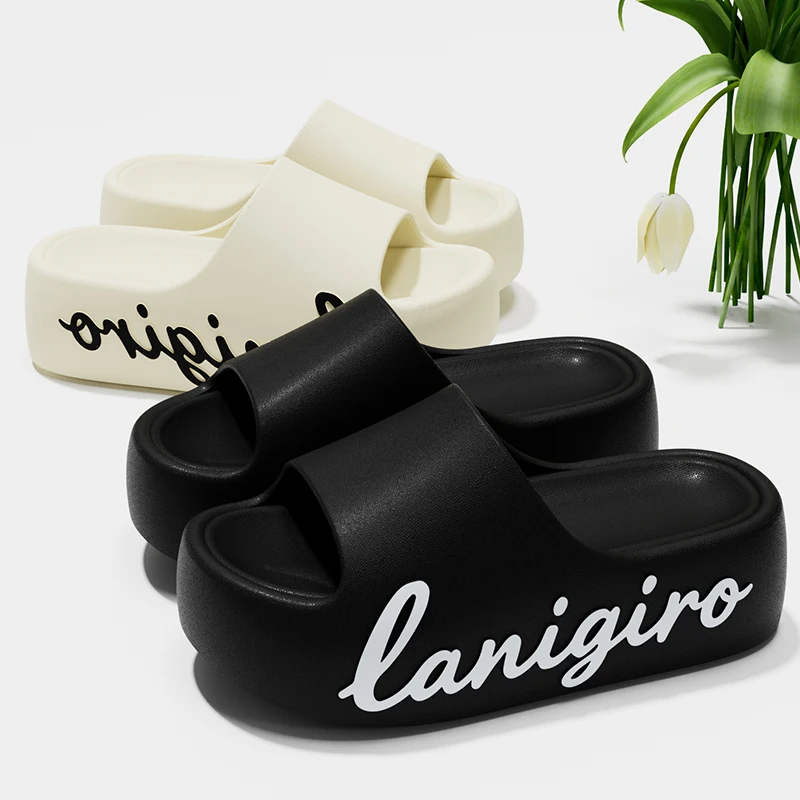 Letter Printing Thick Bottom Slippers Women Summer Fashion Chunky Platform Sandals Woman 2026 Anti Slip Beach Outdoor Sandles