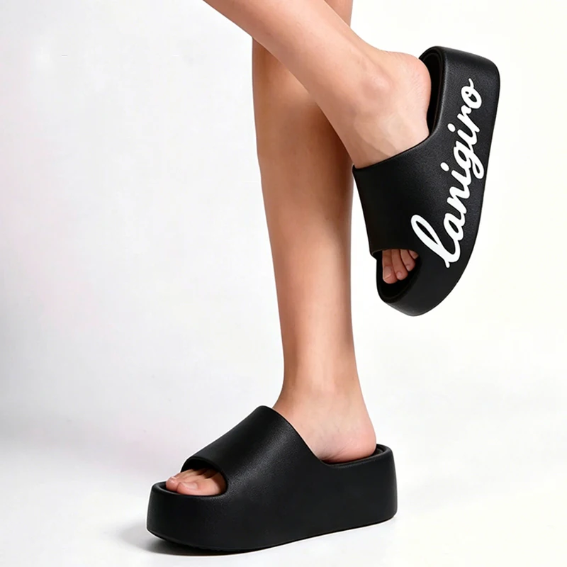 Letter Printing Thick Bottom Slippers Women Summer Fashion Chunky Platform Sandals Woman 2026 Anti Slip Beach Outdoor Sandles