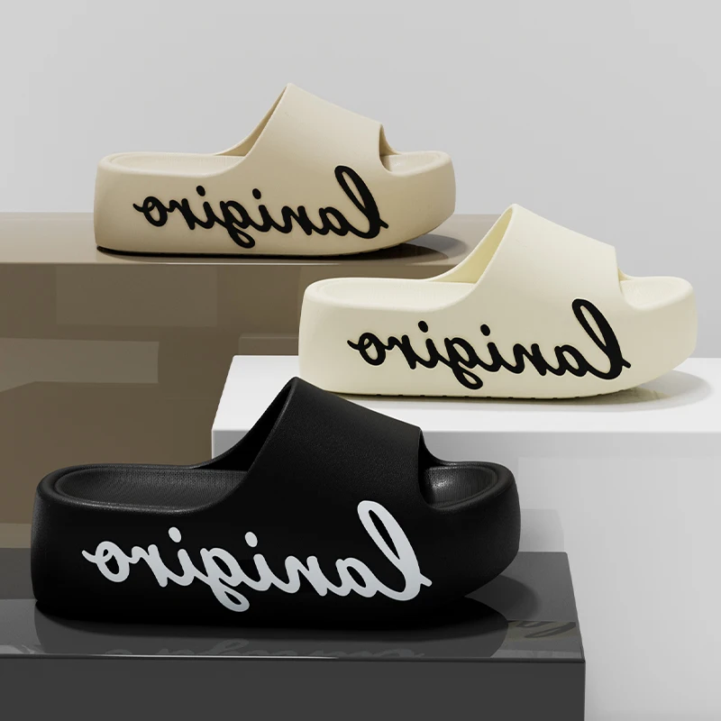 Letter Printing Thick Bottom Slippers Women Summer Fashion Chunky Platform Sandals Woman 2026 Anti Slip Beach Outdoor Sandles