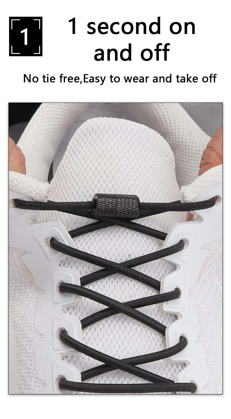 Rubber Elastic Laces No Tie Shoe Laces Shoes Round Shoelaces for Sneakers Without Ties Kids Adult Quick Shoe Lace Rubber Bands