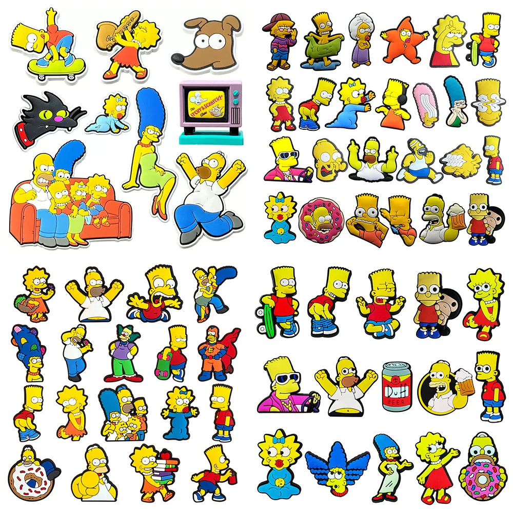 9-100pcs Cartoon Shoe Charms Set For Classic Clog Sandal Garden Shoes Decoration Accessories Buckle Friends Gifts