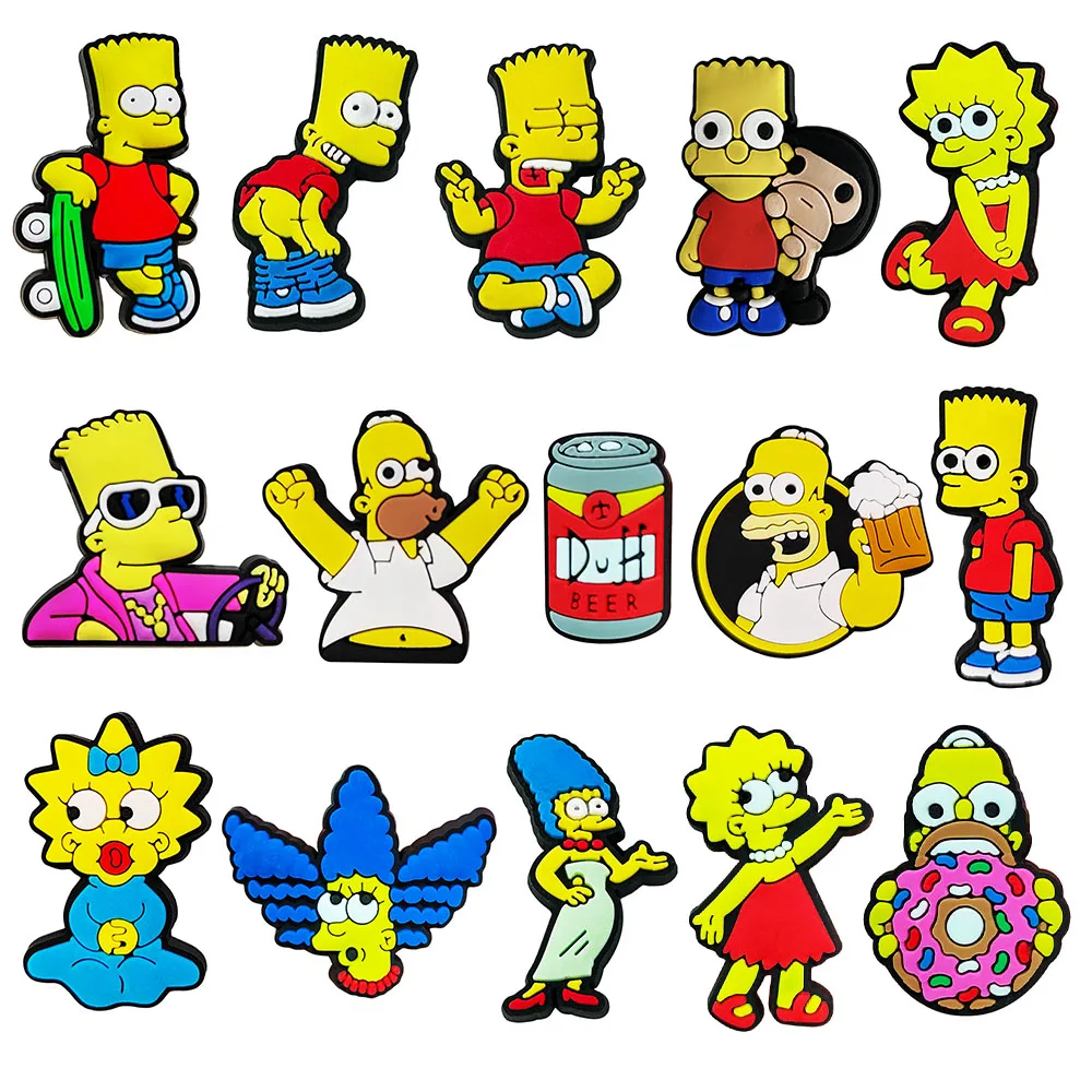 9-100pcs Cartoon Shoe Charms Set For Classic Clog Sandal Garden Shoes Decoration Accessories Buckle Friends Gifts