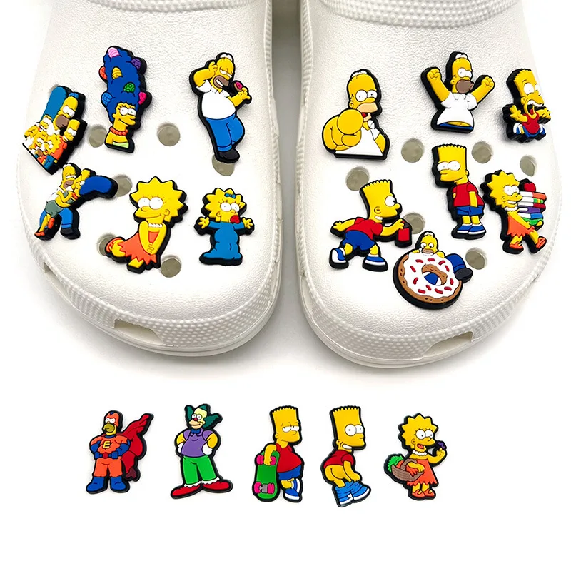 9-100pcs Cartoon Shoe Charms Set For Classic Clog Sandal Garden Shoes Decoration Accessories Buckle Friends Gifts