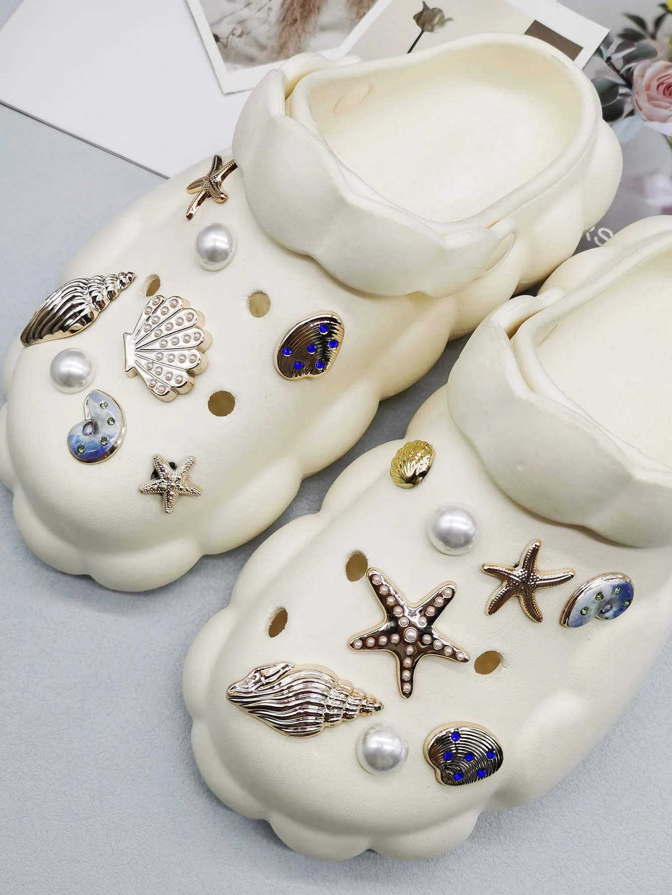 16PCS DIY Starfish Shoe Charms Bling Conch Shoes Buckle Decorations Removable Shell Shoe Accessories Mutlifunctional Shoe Clips