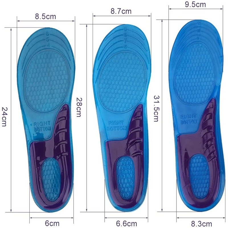 1Pair Gel Shoe Insoles Men Woman Soft Non Slip Silicone Insole Comfort Shock-absorbing Shoe Sole Plantillas De Gel De Silicona