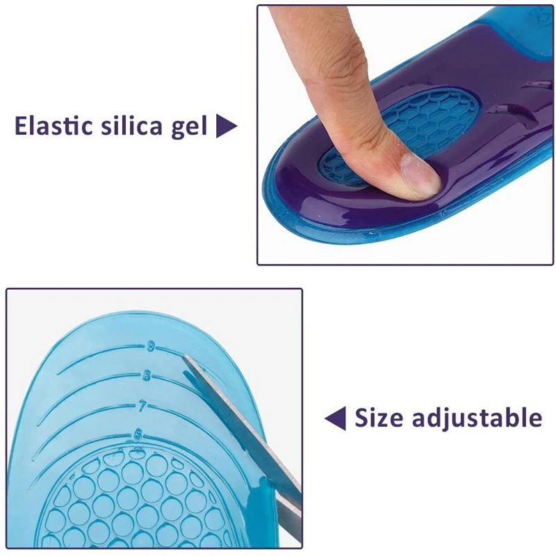 1Pair Gel Shoe Insoles Men Woman Soft Non Slip Silicone Insole Comfort Shock-absorbing Shoe Sole Plantillas De Gel De Silicona