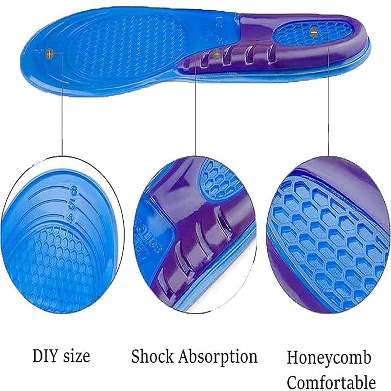1Pair Gel Shoe Insoles Men Woman Soft Non Slip Silicone Insole Comfort Shock-absorbing Shoe Sole Plantillas De Gel De Silicona