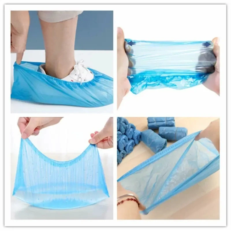 100/200/300PCS disposable waterproof shoe cover plastic non-slip foot cover indoor PE padded shoe cover