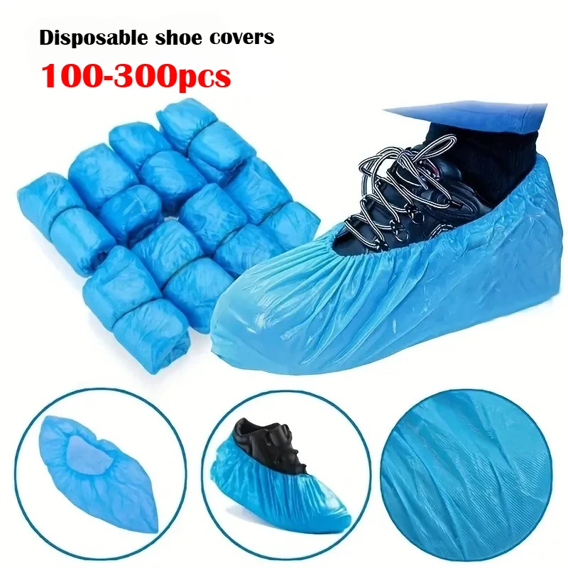 100/200/300PCS disposable waterproof shoe cover plastic non-slip foot cover indoor PE padded shoe cover